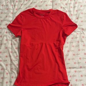 Red Short Sleeve Compression Workout Top